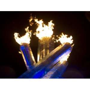  Flame Burns after Wayne Gretzky Lit the Olympic Cauldron at the 2010 