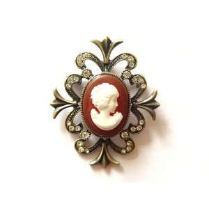 Vintage Reproduction Crystal Rhinestone Cameo Maiden Fashion Jewelry 