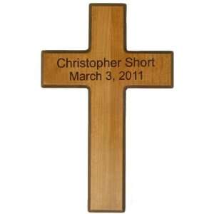    Personalized Cherry Finish Wooden Beveled Cross