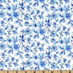   Blue Wood Block Blue/White Fabric By The Yard Arts, Crafts & Sewing