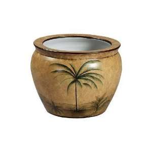  Palm Tree Hand painted Porcelain Fishbowl Planter