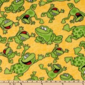  60 Wide Wonderama Fleece Jumping Frogs Yellow Fabric By 