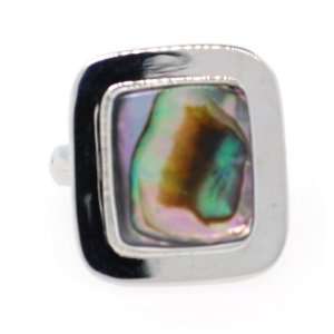  Sterling Silver Square Abalone Inlay Ring, Size 6 Jewelry