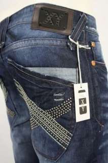 100% Auth Brand New X Ray XRay Metal Studs Premium Blue Jeans Pants 
