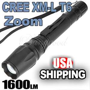 5Mode 1600LM Zoomable CREE XML T6 LED Flashlight Torch 18650 
