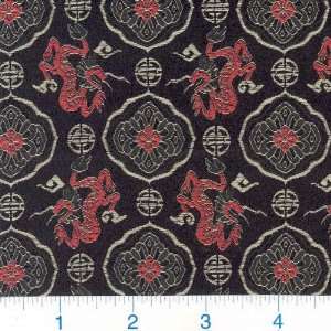   Oriental Brocade Symbols Black Fabric By The Yard Arts, Crafts