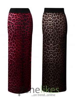 Womens Gypsy Long Jersey Maxi Dress Skirt Ladies Animal Leopard Print 