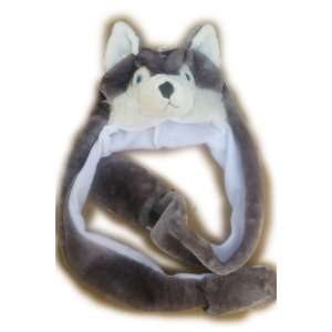 Plush Husky Animal Hat Wolf Brand New High Quality Polyester with 