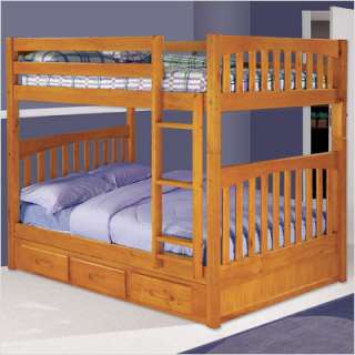   Discovery World Furniture Honey Full Over Full Bunk Bed 2115  
