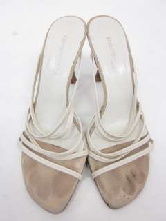 KENNETH COLE Ivory Leather Strappy Sandals Slides Sz 8  