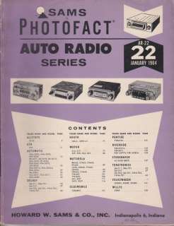 Auto Radio Schematics Sams Photofact AR22 Jan 1964  