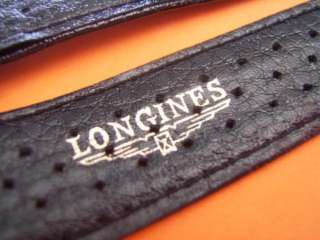 VINTAGE NOS 22X18 MM LONGINES BLACK PERFORATED LEATHER STRAP BAND 