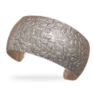 925 Sterling Silver Cuff Bracelet w/ Leaf Design  