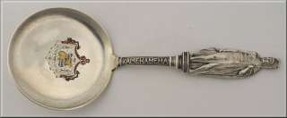 Hawaii Sterling Silver Souvenir Spoon w/ Enamel & Figural King 