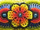   INDIAN BEADED BARRETTE PEYOTE FLOWER ~ JALISCO MEXICO ~ NEW  