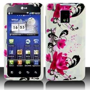  LG G2x Optimus 2x Red Flower on White Case Cover Protector 