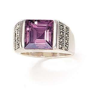  Sterling Silver Marcasite And Amethyst Ring (Size 6 