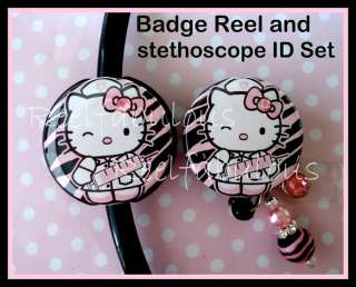 Hello Kitty Nurse Badge Reel and Stethoscope ID Tag Combo Set  