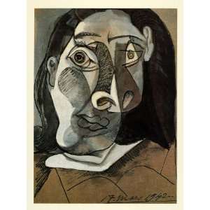 1964 Print Pablo Picasso Distorted Gray Face Portrait 