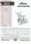 VINTAGE ARIENS 832 SNOW BLOWER PARTS MANUAL deluxe sno thro 8hp 