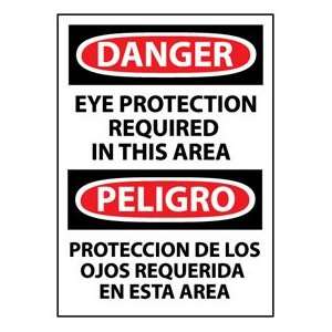 Bilingual Vinyl Sign   Danger Eye Protection Required In This Area 