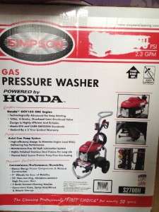   Honda Powered Gas Pressure Washer 2700 PSI 2.3 GPM NIB $0 S&H  