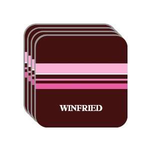 Personal Name Gift   WINFRIED Set of 4 Mini Mousepad Coasters (pink 