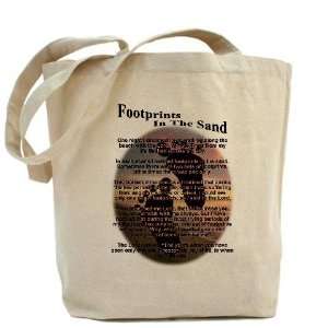  Footprints In The Sand Christian Tote Bag by  