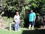 me and my wifes grandmother in her beautiful garden