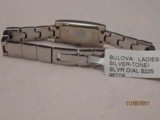 BULOVA LADIES STAINLESS STEEL RECTANGLE Roman Numberal DIAL WATCH 