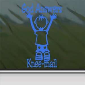  God Answers Knee mail Boy Blue Decal Truck Window Blue 