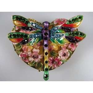  Crystal Jeweled Trinket Box   Dragonfly on Heart J5B3 