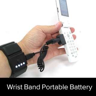 Wrist Band Portable Battery Pair  Black 2Pcs  