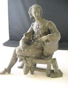 Antique A Philosopher Pondering  Cast Iron Statue  