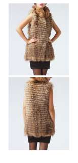   Raccoon Fur Vest waistcoat gilet sleeveless nature fur for women B