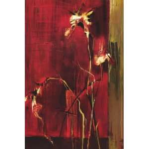 Terri Burris 24W by 36H  Crimson Room with Flowers CANVAS Edge #3 