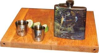Deer Flask and shot glasses Gift Pack by Rivers Edge  