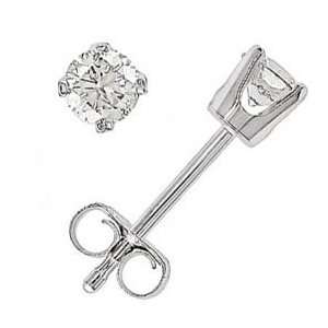   Studs 14K White Gold Round Brilliant Cut Mens Womens Real Jewelry