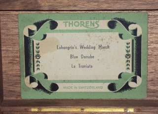 VINTAGE THORENS 3 TUNE MUSIC BOX, CIRCA 1960,  