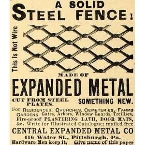  1890 Ad Central Expanded Metal Steel Crisscross Fence Home 