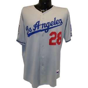 Andy LaRoche #28 2008 Dodgers Game Used Road Grey Jersey w/ 50th 