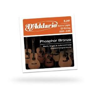  DAddario EJ41 Acoustic Guitar Strings 12 String Phosphor 
