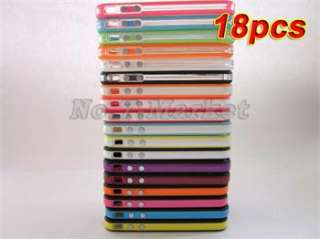 18pcs/lot 18 Colors bumper case cover skin for iPhone 4 4G 4S with 
