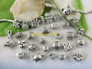 40 Tibetan silver mixed beads fit charm bracelet W3492  