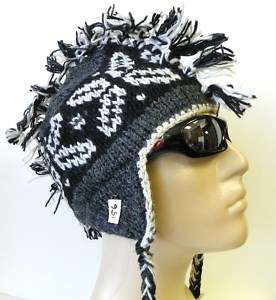 HAND KNITTED MOHAWK WOOLEN HAT/CAP MADE IN NEPAL #H156  
