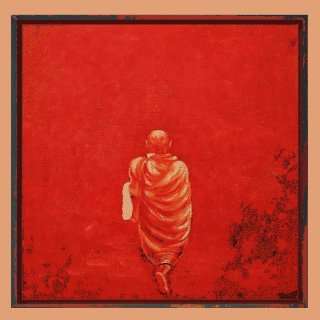  Hand Painted  Monk  24x24 in. Framed Artwork