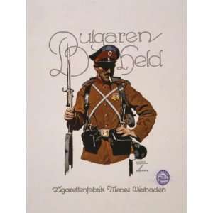   War I Poster   Bulgaren Held; Zigarettenfabrik Menes Wiesbaden 32 X 24