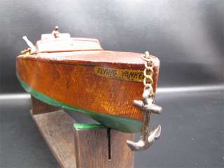 Vintage Flying Yankee Model 68 Wood Clockwork Boat Toy  