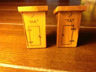 Vintage Rare Wood Ma & Pa Outhouse Salt and Pepper Shakers 2H  