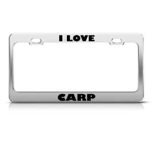  I Love Carp Fish Animal Metal license plate frame Tag 